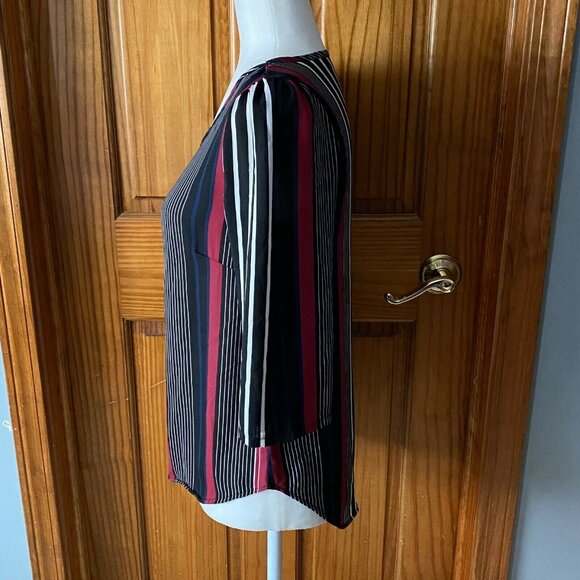 Ezra Womens Striped 3/4 Sleeve Blouse-Black/Multicolor-Size Small-GUC - Picture 3 of 5